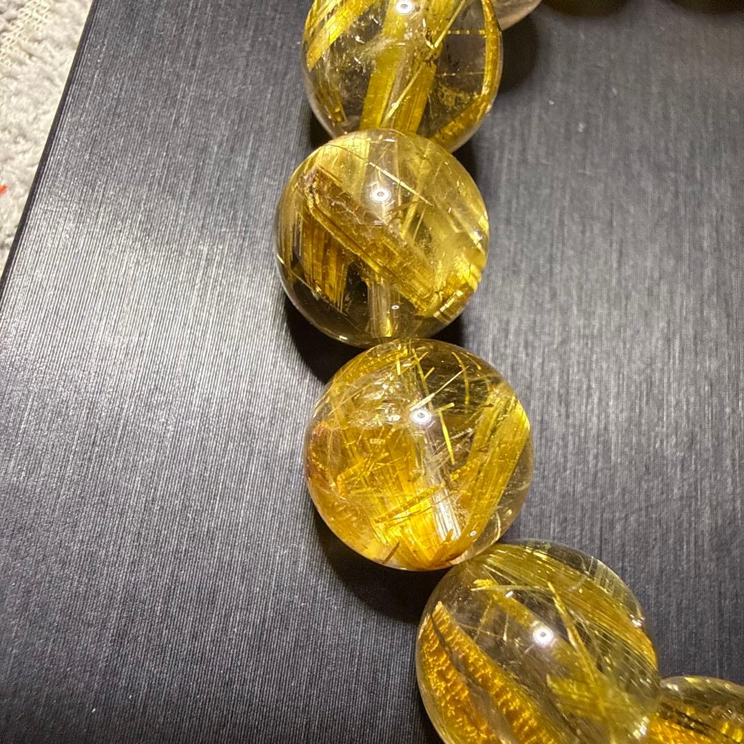 タイチンルチル 13.5mm 17cmルチルクォーツ 天然石ブレスレット