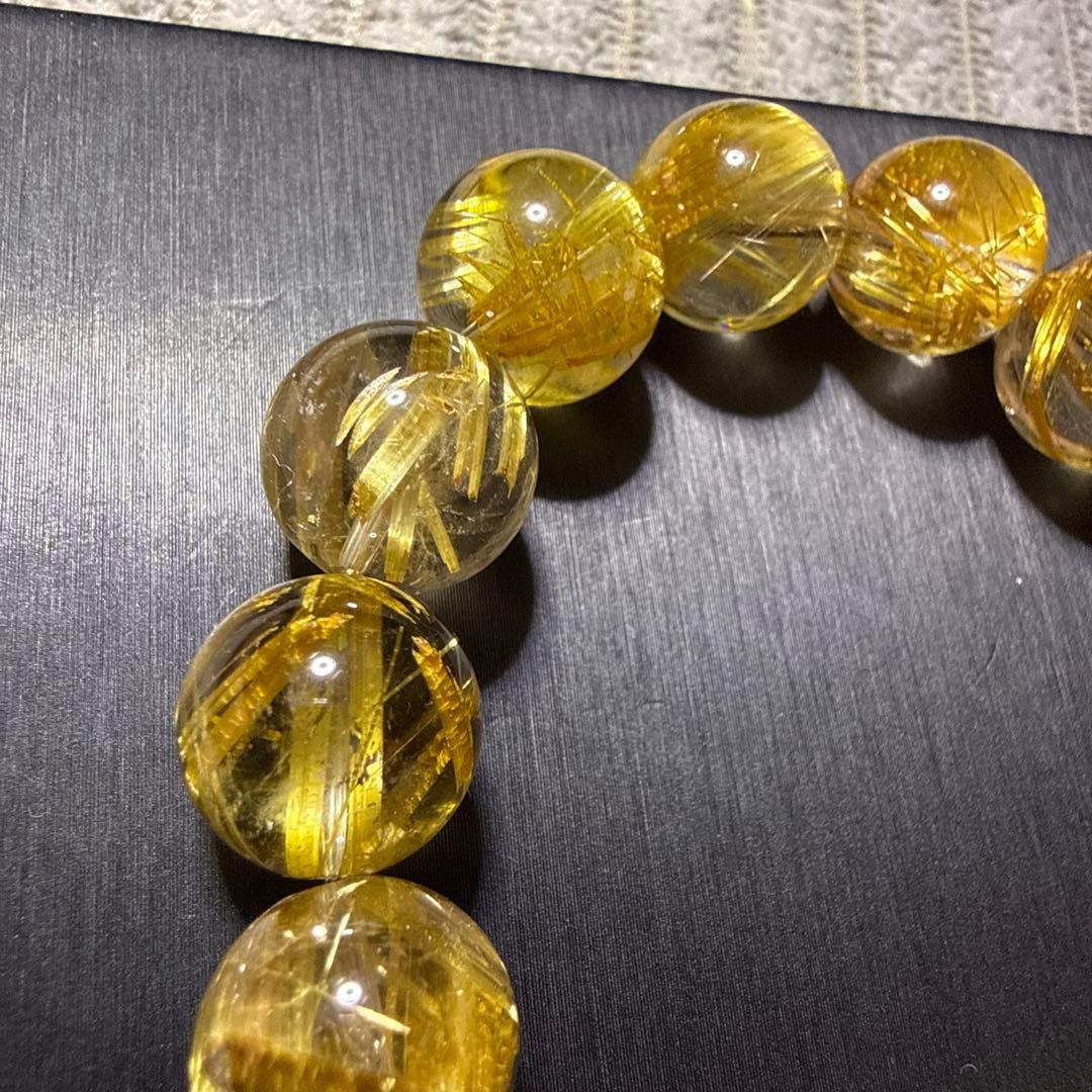 タイチンルチル 13.5mm 17cmルチルクォーツ 天然石ブレスレット