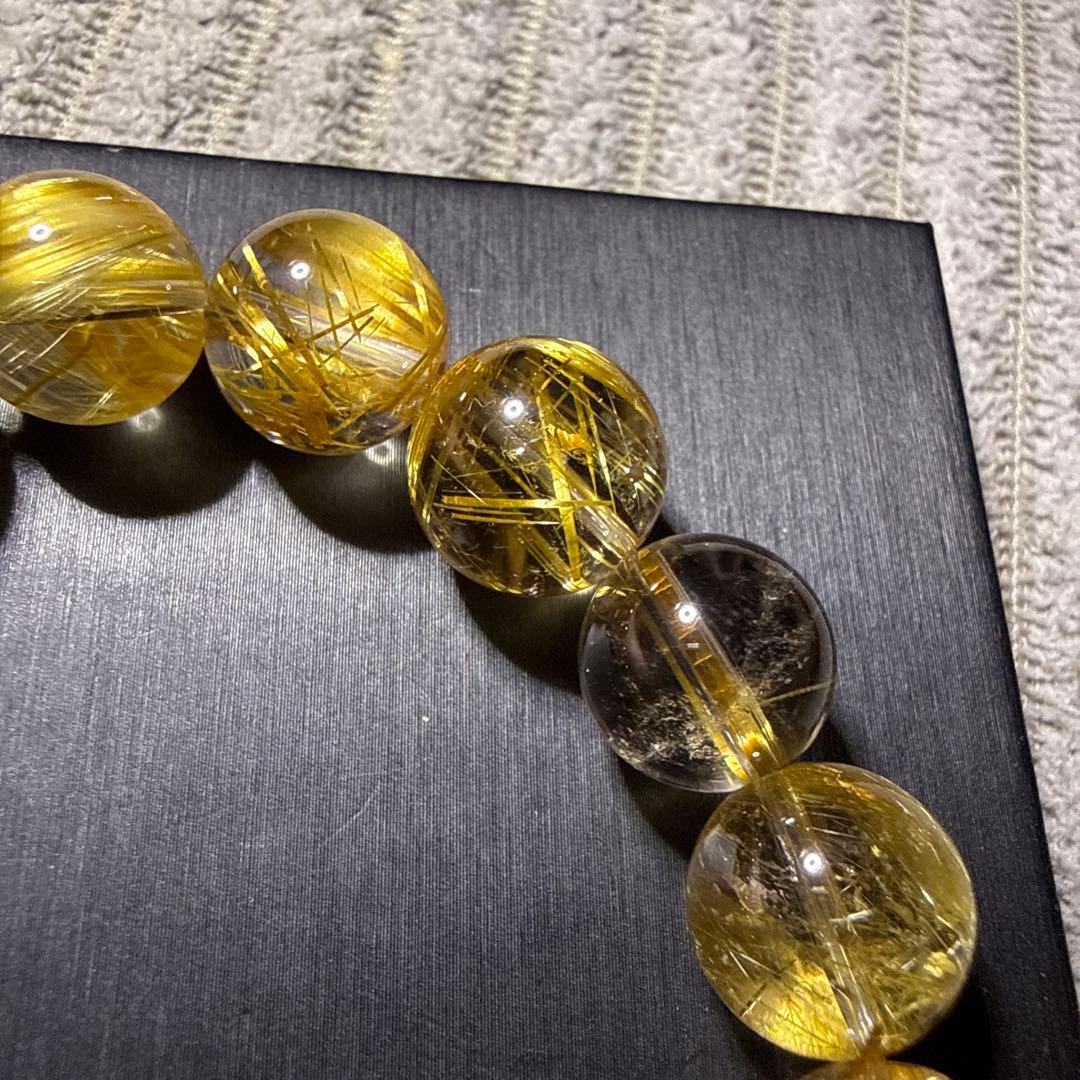 タイチンルチル 13.5mm 17cmルチルクォーツ 天然石ブレスレット