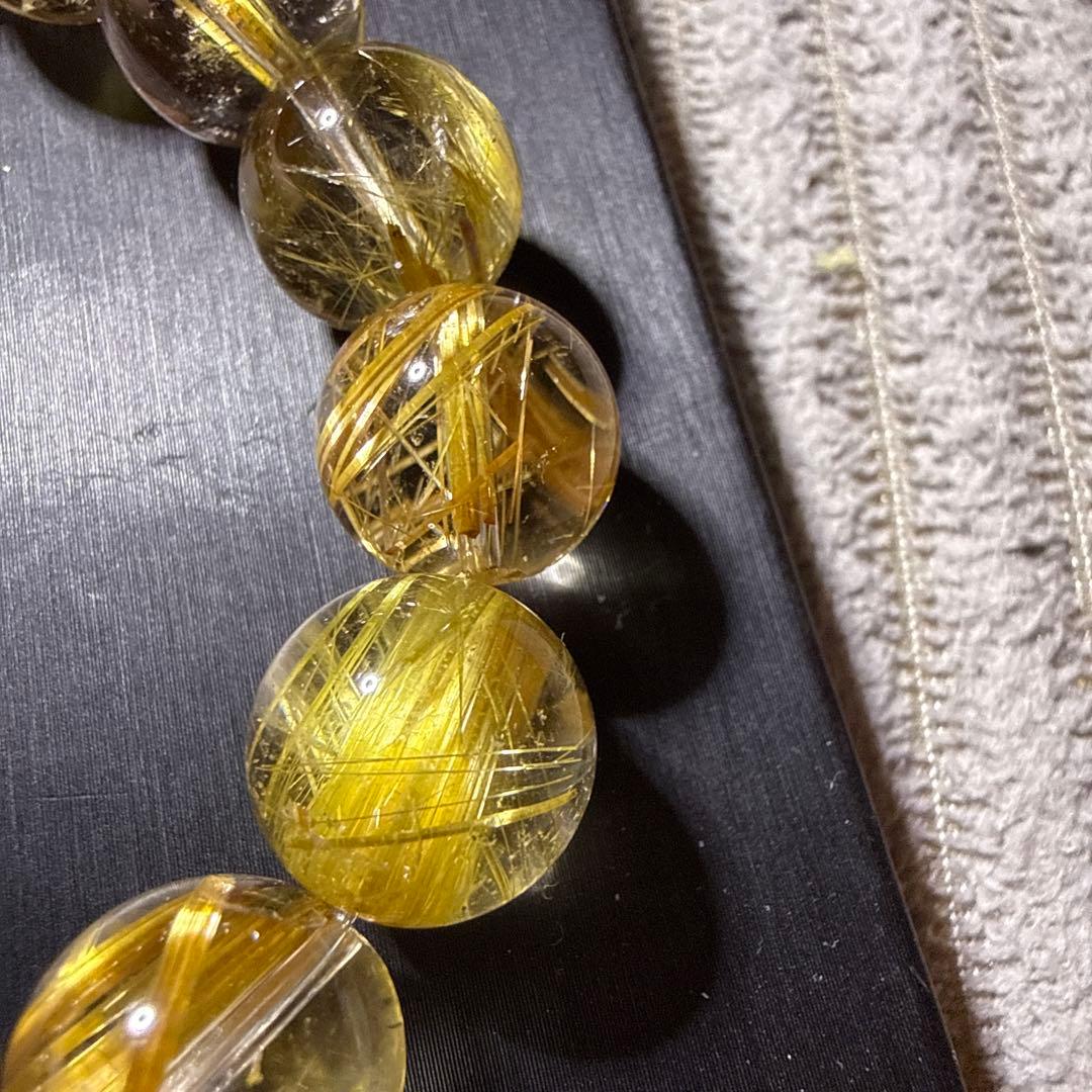 タイチンルチル 13.5mm 17cmルチルクォーツ 天然石ブレスレット