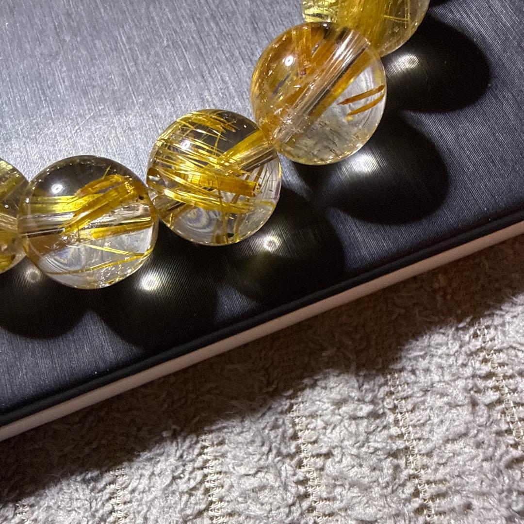 タイチンルチル 13.5mm 17cmルチルクォーツ 天然石ブレスレット