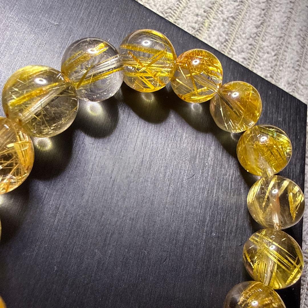 タイチンルチル 13.5mm 17cmルチルクォーツ 天然石ブレスレット