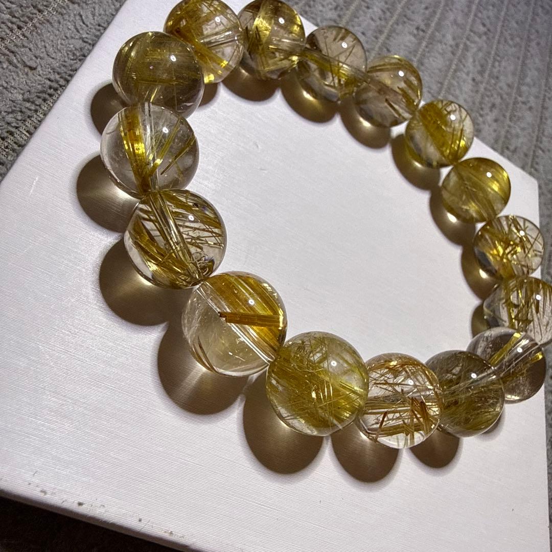 タイチンルチル 13.5mm 17cmルチルクォーツ 天然石ブレスレット