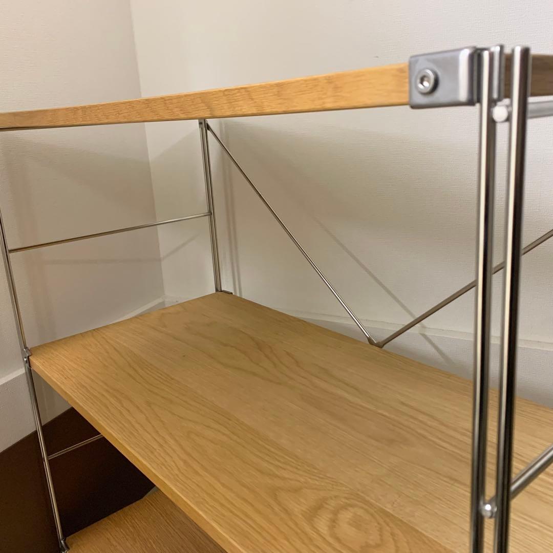 は*よ様 無印良品 ステンレスユニットシェルフ オーク材 ワイド小 ３段