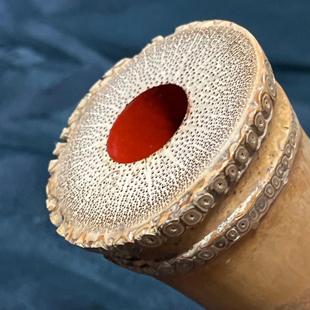 尺八 都山流 在銘 2印 中継ぎ緩み無し 二尺管 籐巻き銀三線 ほぼ未使用品