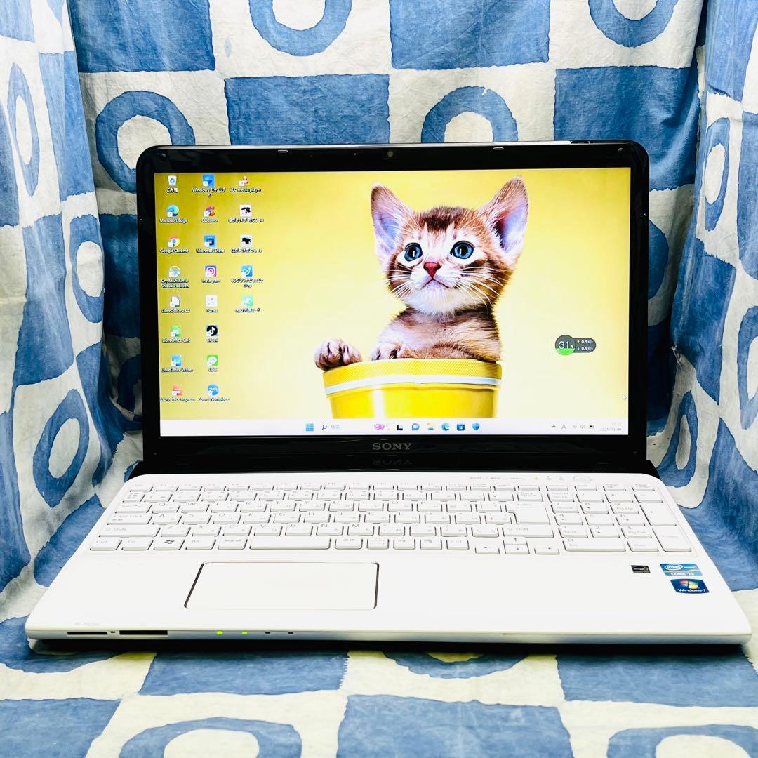 人気VAIO♡快速SSD256GB☆i5☆美しい白ノートPC♪カメラ！Win11
