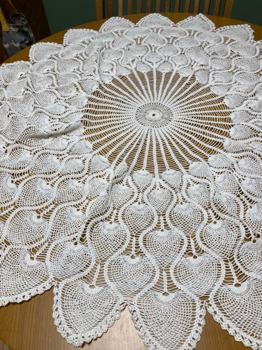 ヴィンテージ　レース編み　ハンドメイド　テーブルクロス　マルチカバー