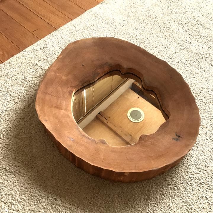 ハンドメイド 切り株 ミラー ウッド 木製 無垢材 ウォールミラー 鏡