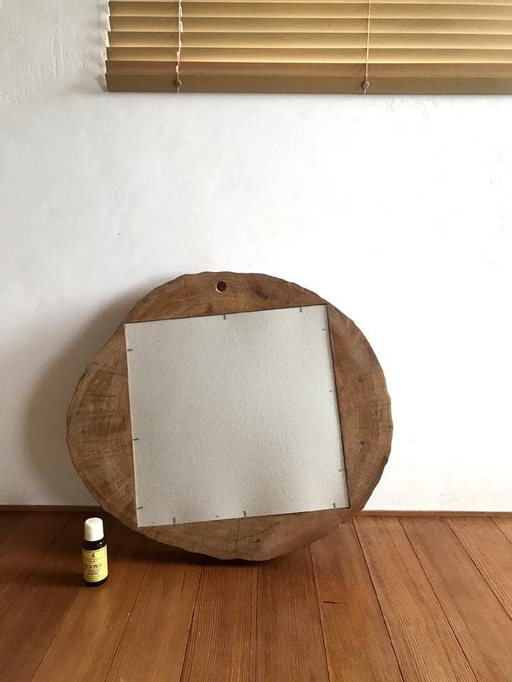 ハンドメイド 切り株 ミラー ウッド 木製 無垢材 ウォールミラー 鏡