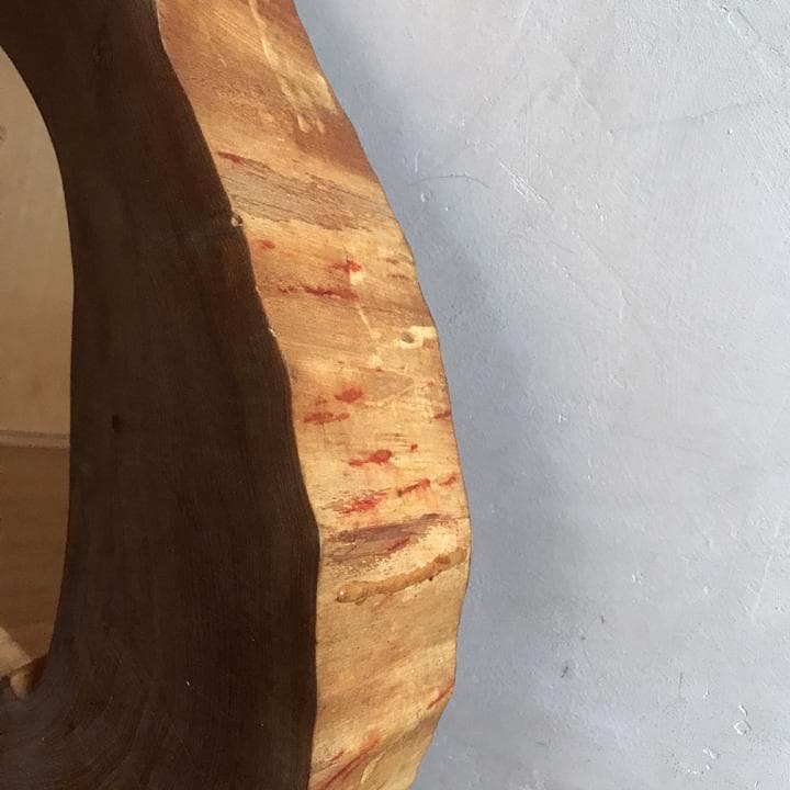 ハンドメイド 切り株 ミラー ウッド 木製 無垢材 ウォールミラー 鏡