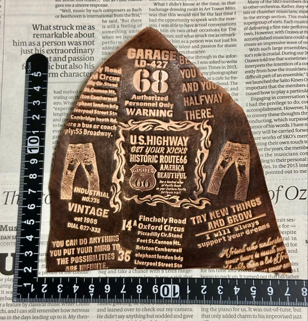 No.606 染色革タグ 革タグ ハンドメイド