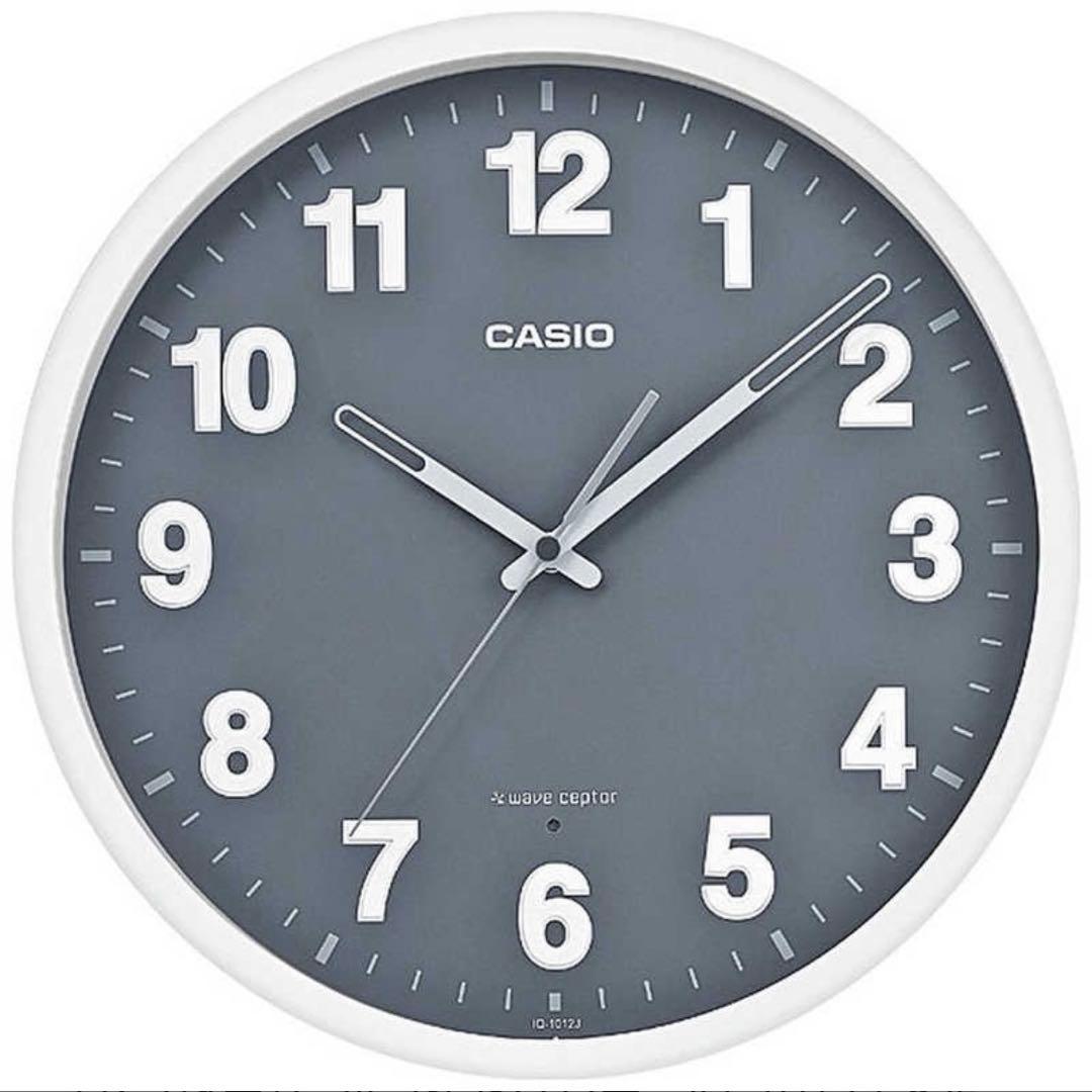 CASIOカシオ 電波時計 掛け時計 ホワイトグレー IQ-1012J-8JF