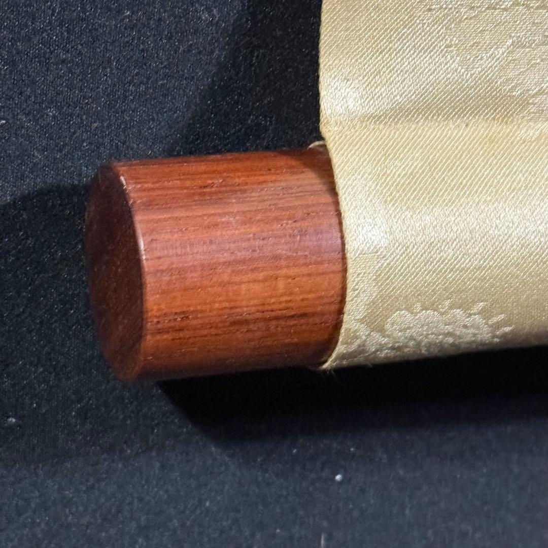 K216 山下玄洋 「櫻花小禽」 掛軸 日本画 絹本 共箱