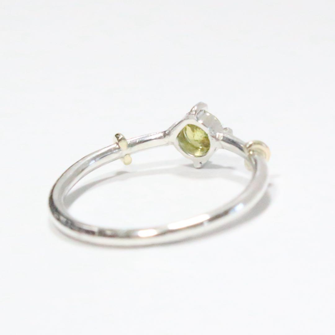 チカチカとファイア輝くスフェーンのK10小ワッカシルバーリング10.5号