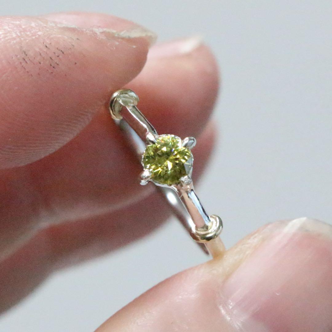 チカチカとファイア輝くスフェーンのK10小ワッカシルバーリング10.5号