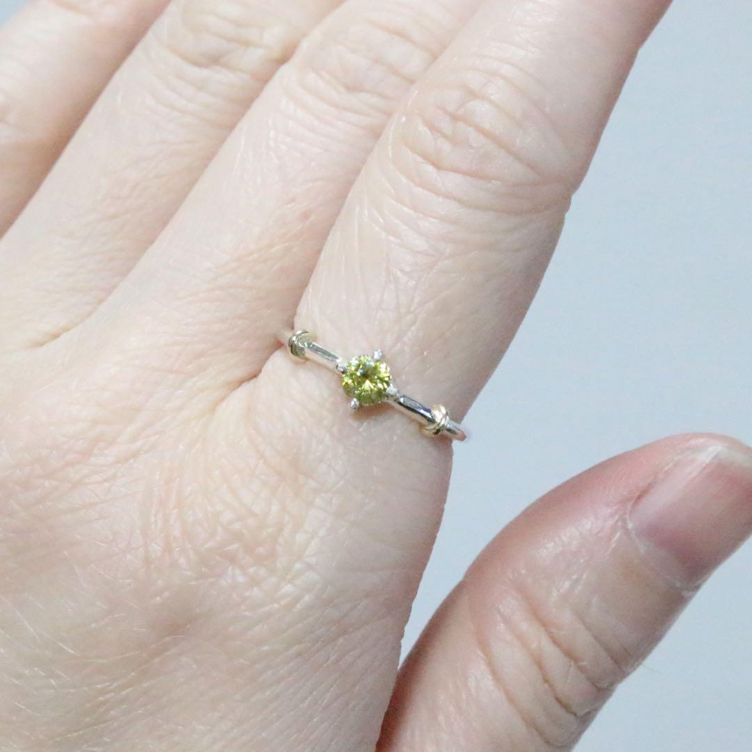 チカチカとファイア輝くスフェーンのK10小ワッカシルバーリング10.5号