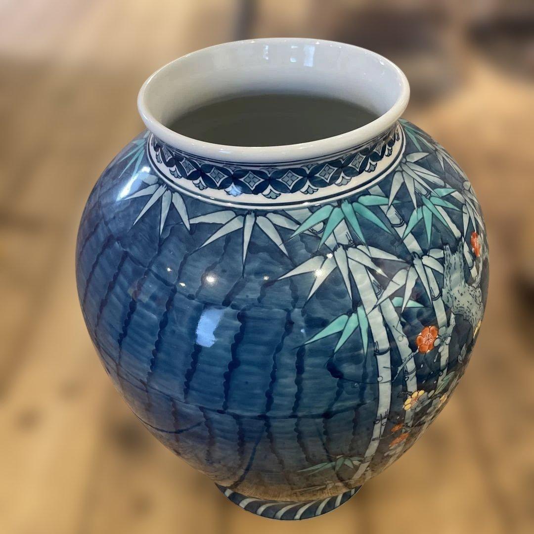 鍋島焼　深山作　置物　壺　花瓶　大型　陶器　工芸品　アンティーク　大きい