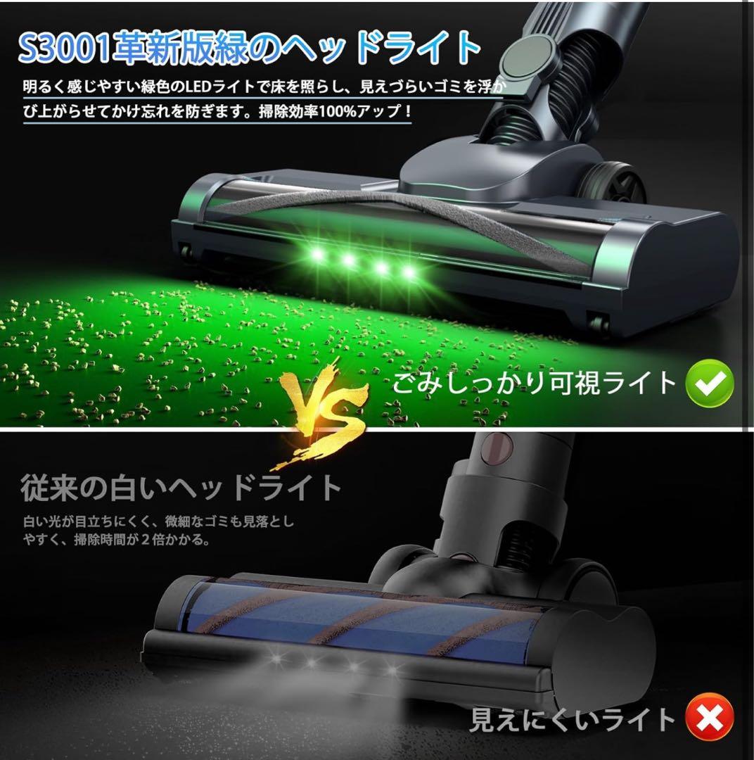 掃除機 コードレス120Kpa超強力吸引　軽量　LEDライト　65分稼働　自立式