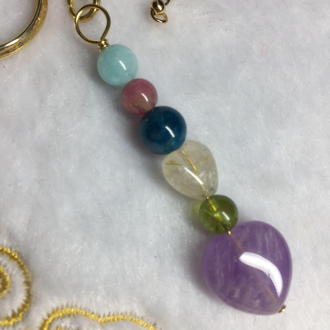 カラフル天然石♡ストラップ、キーホルダー、ピアス