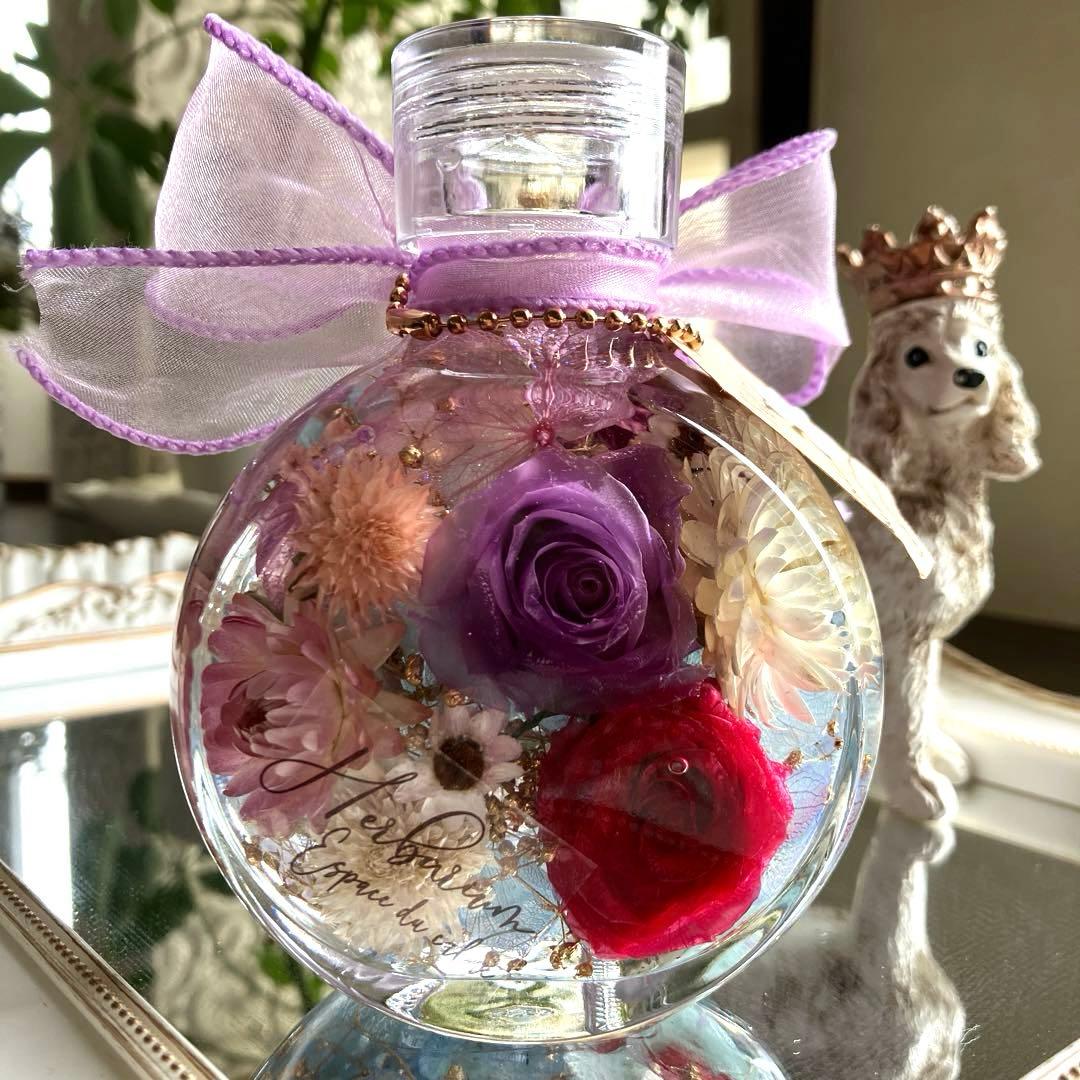 ◆ハーバリウム　352 華やかなバラのネコbottle *.:。✿*゜