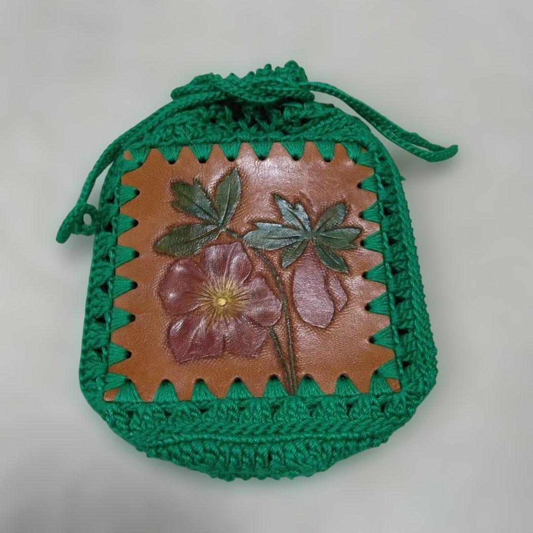 レザークラフトのポーチ・巾着・小銭入れセット　ハンドメイド