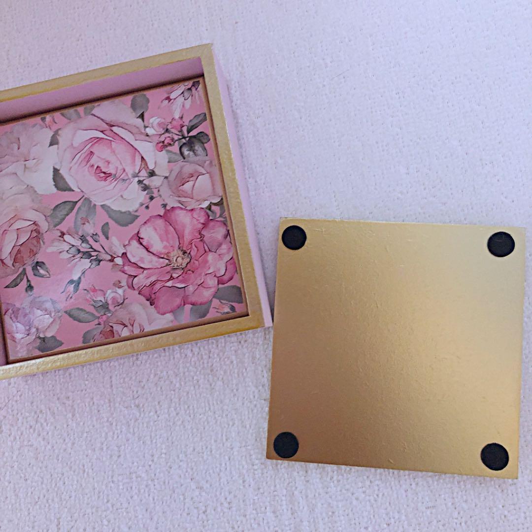 新品❣️ローズ柄が綺麗なコースター★木製ケース付4枚セット