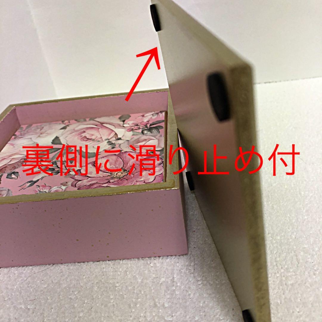 新品❣️ローズ柄が綺麗なコースター★木製ケース付4枚セット