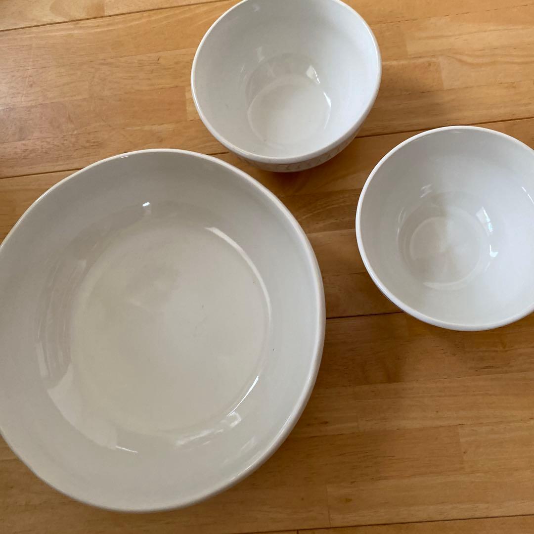 ザラホーム　ホワイト陶器　ボウル3個セット
