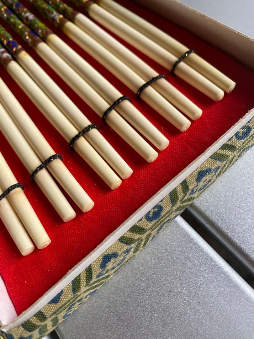七宝焼細工　花柄　お箸　6膳 アンティーク　中国