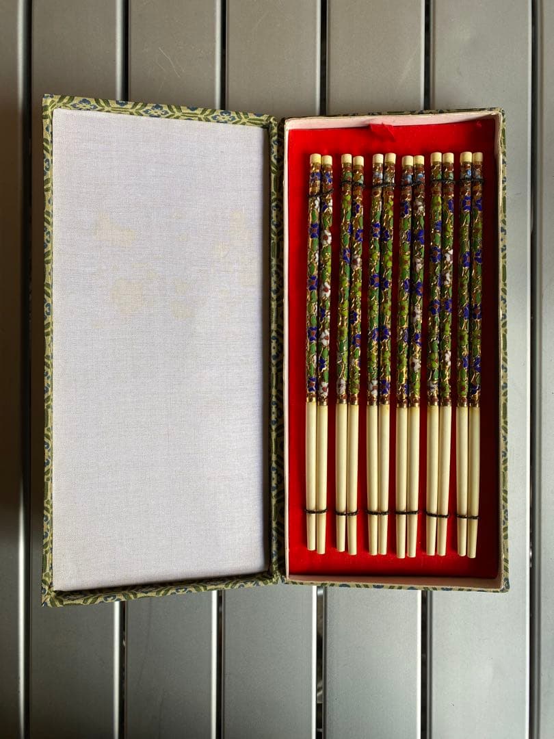 七宝焼細工　花柄　お箸　6膳 アンティーク　中国