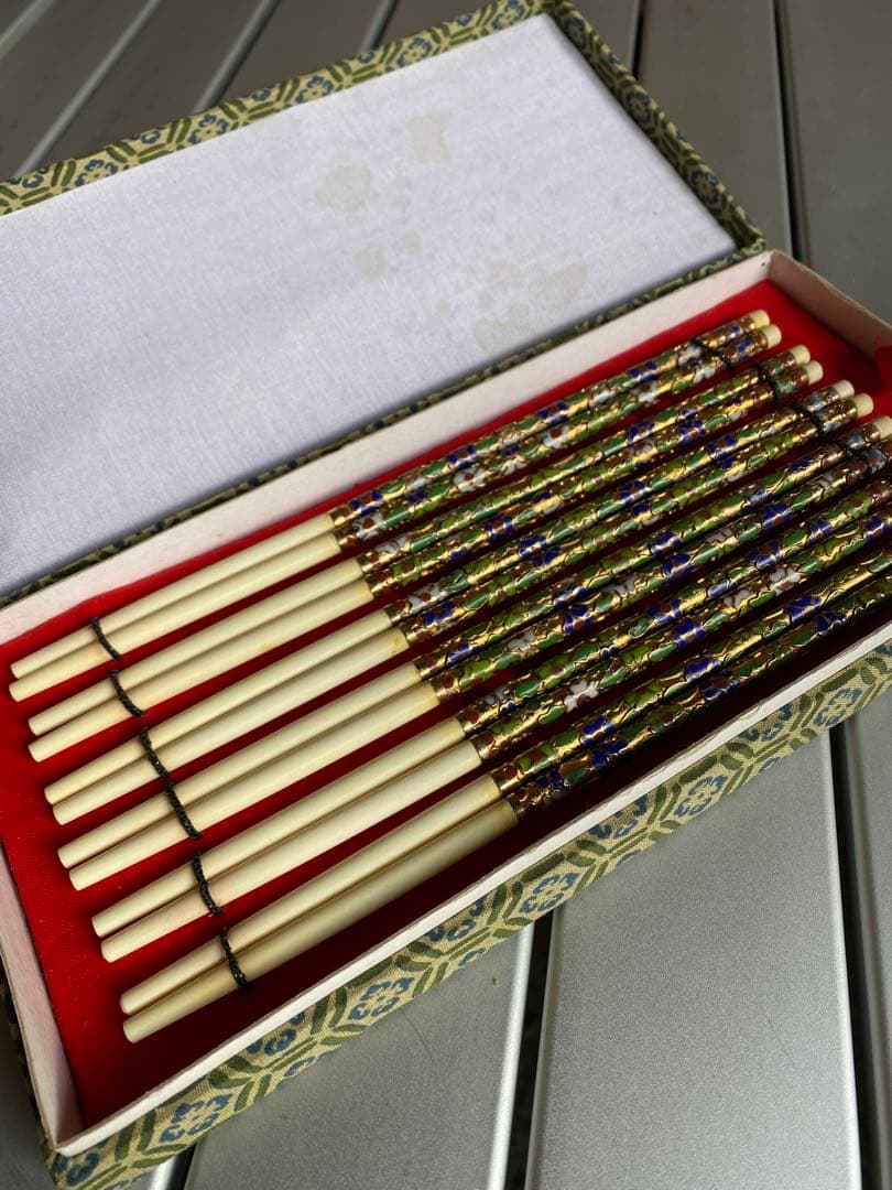 七宝焼細工　花柄　お箸　6膳 アンティーク　中国