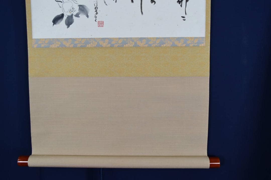 【真作】渓翠/椿画詞/掛軸☆宝船☆AB-376