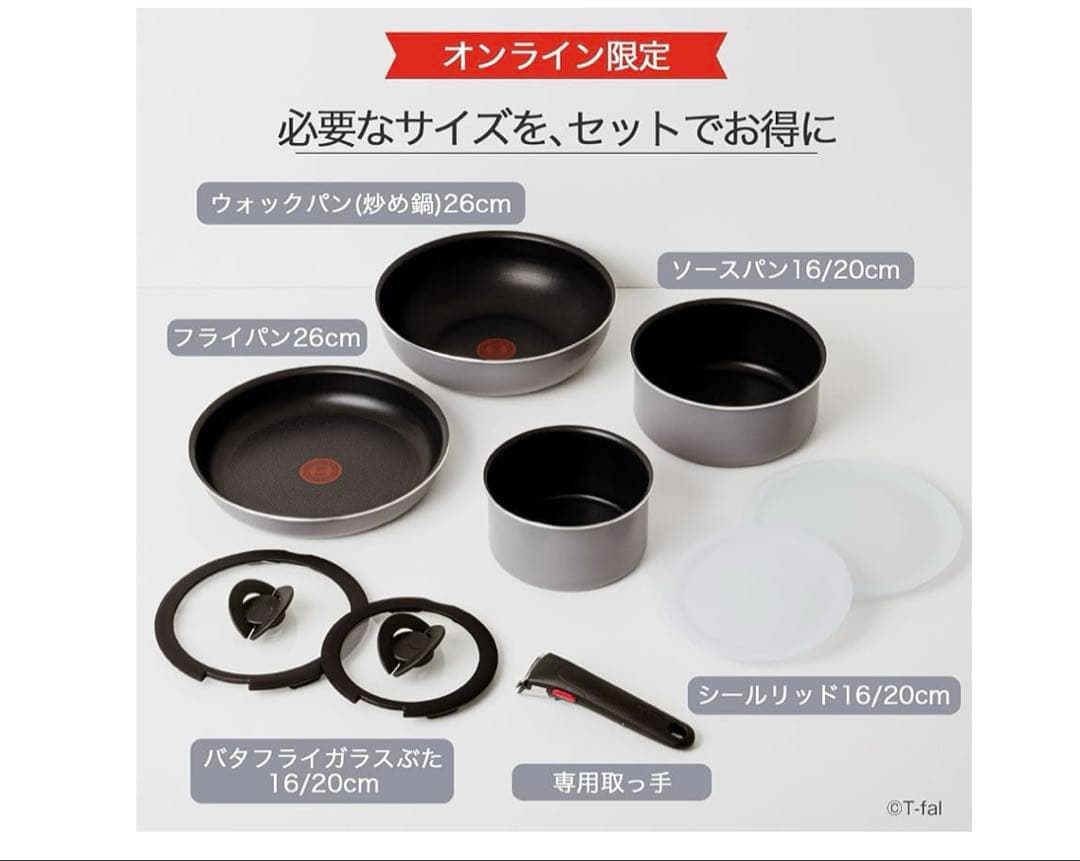 t-fal ティファール フレーズグレー 9点セットL16199