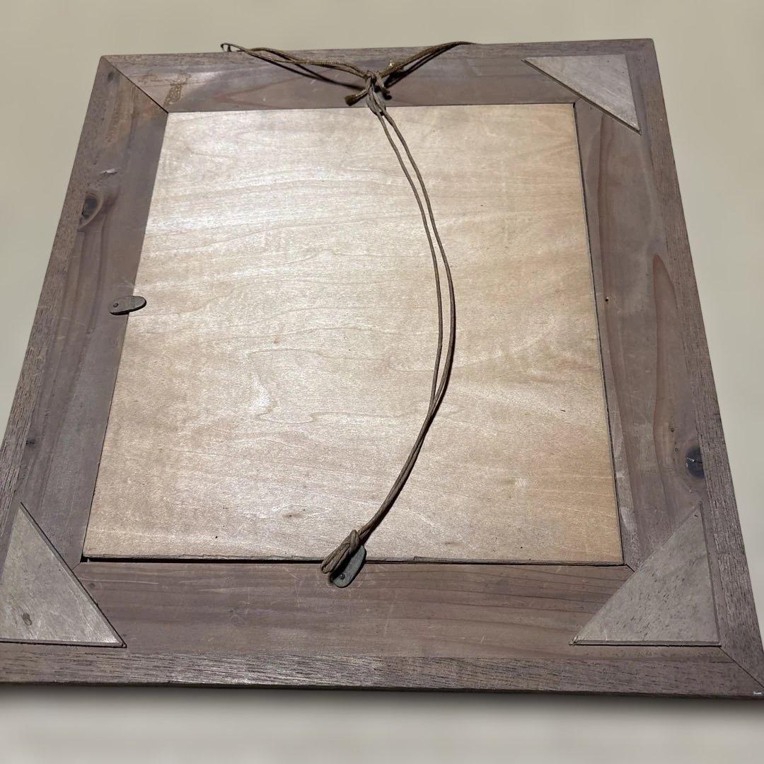 日本画 魚と葉っぱ 木製フレーム付き　10％値下げしました