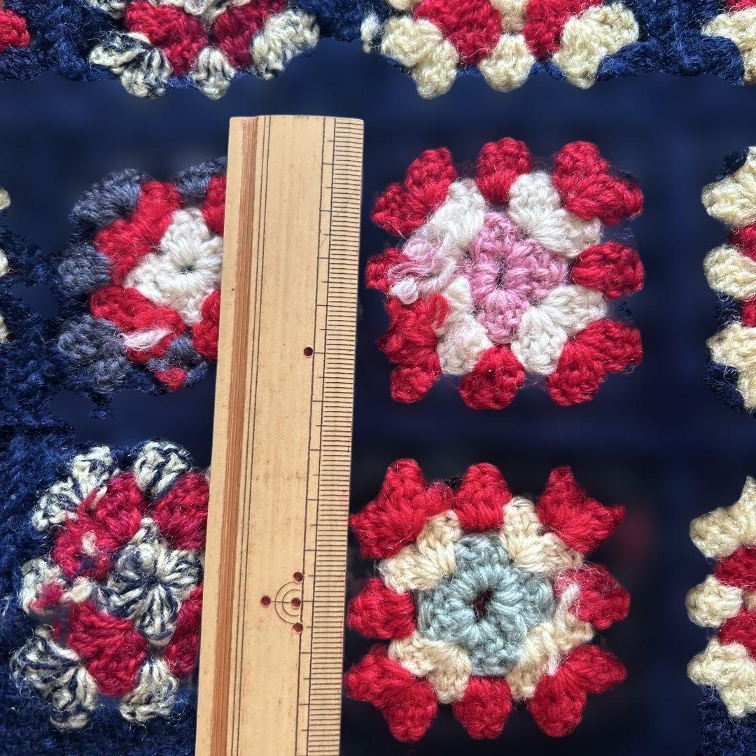 クロシェット編み　グラニースクエア　ブランケット　ヴィンテージ　160cm角