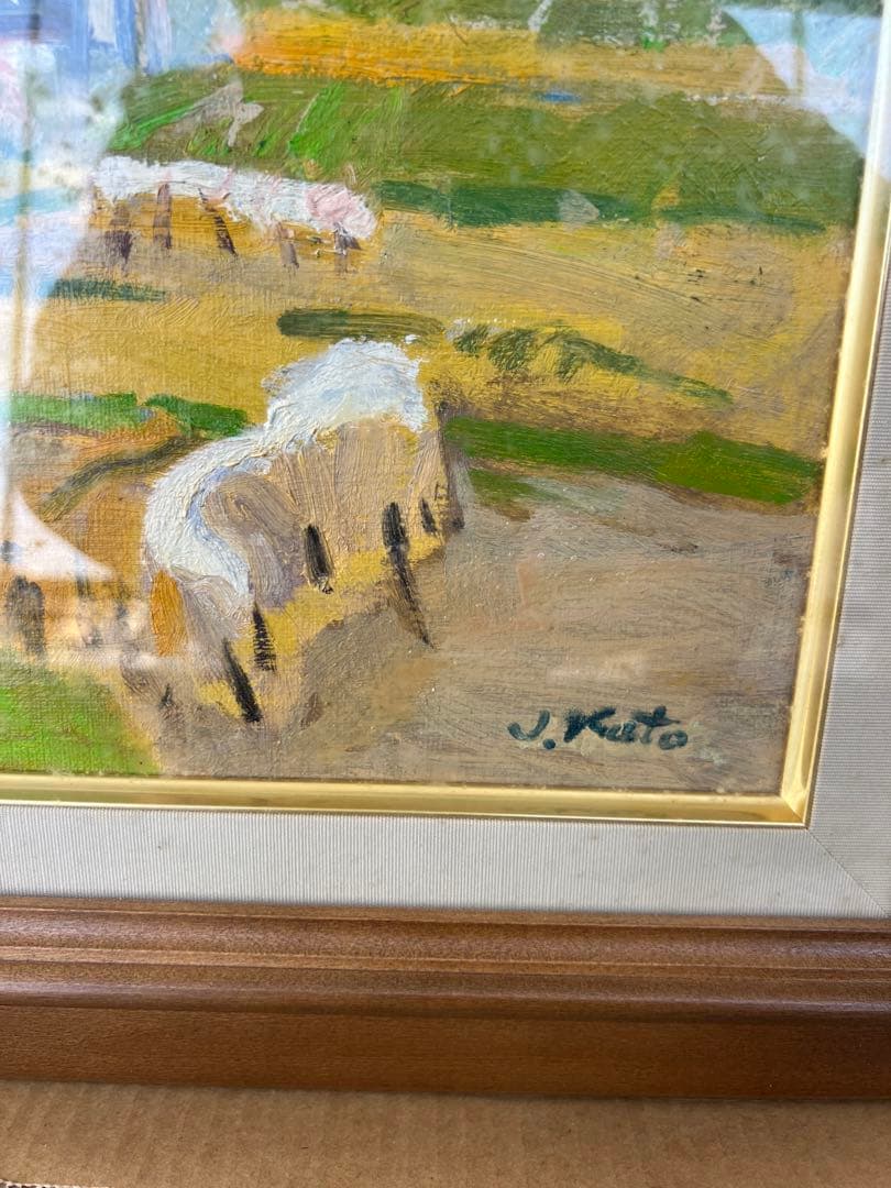 ★山の風景画★木製フレーム 油彩 油絵