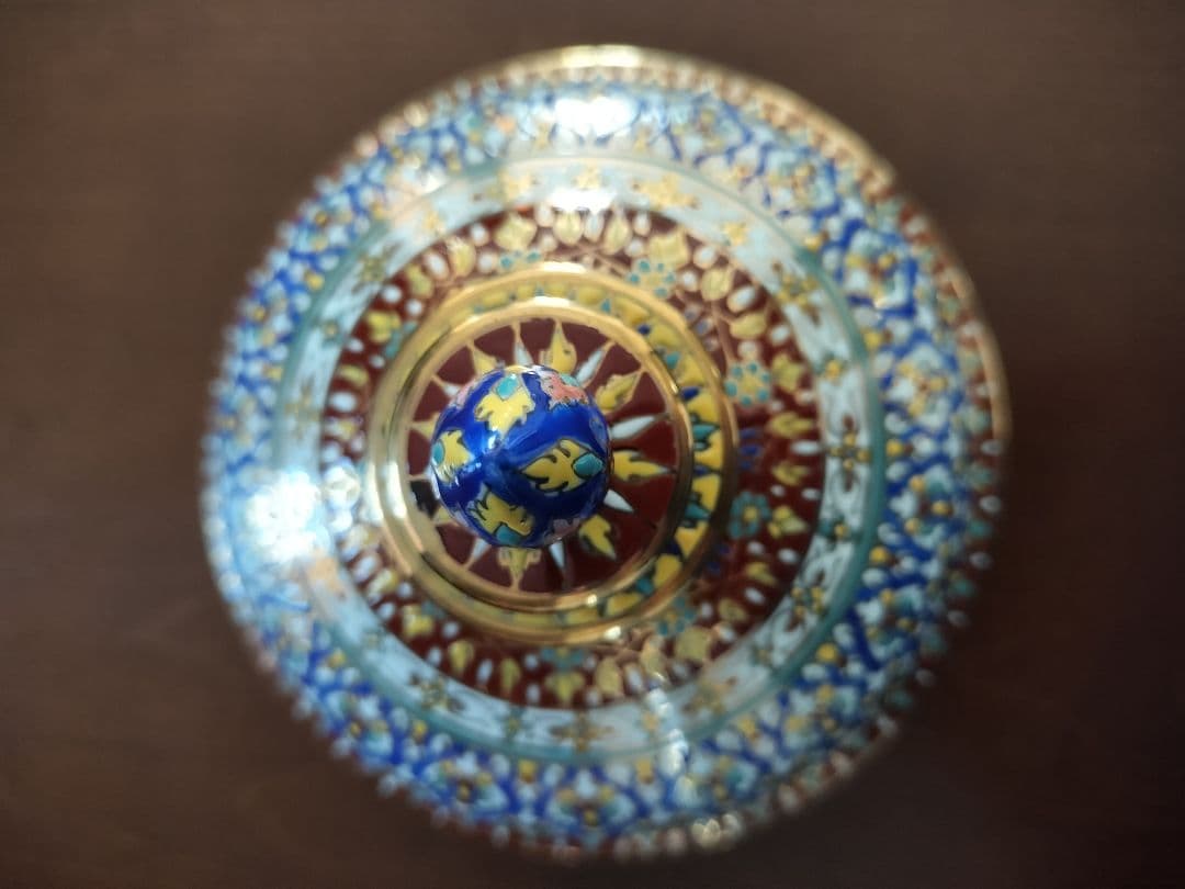 アンテーク　タイ　ベンジャロン焼き　陶器 蓋付き容器