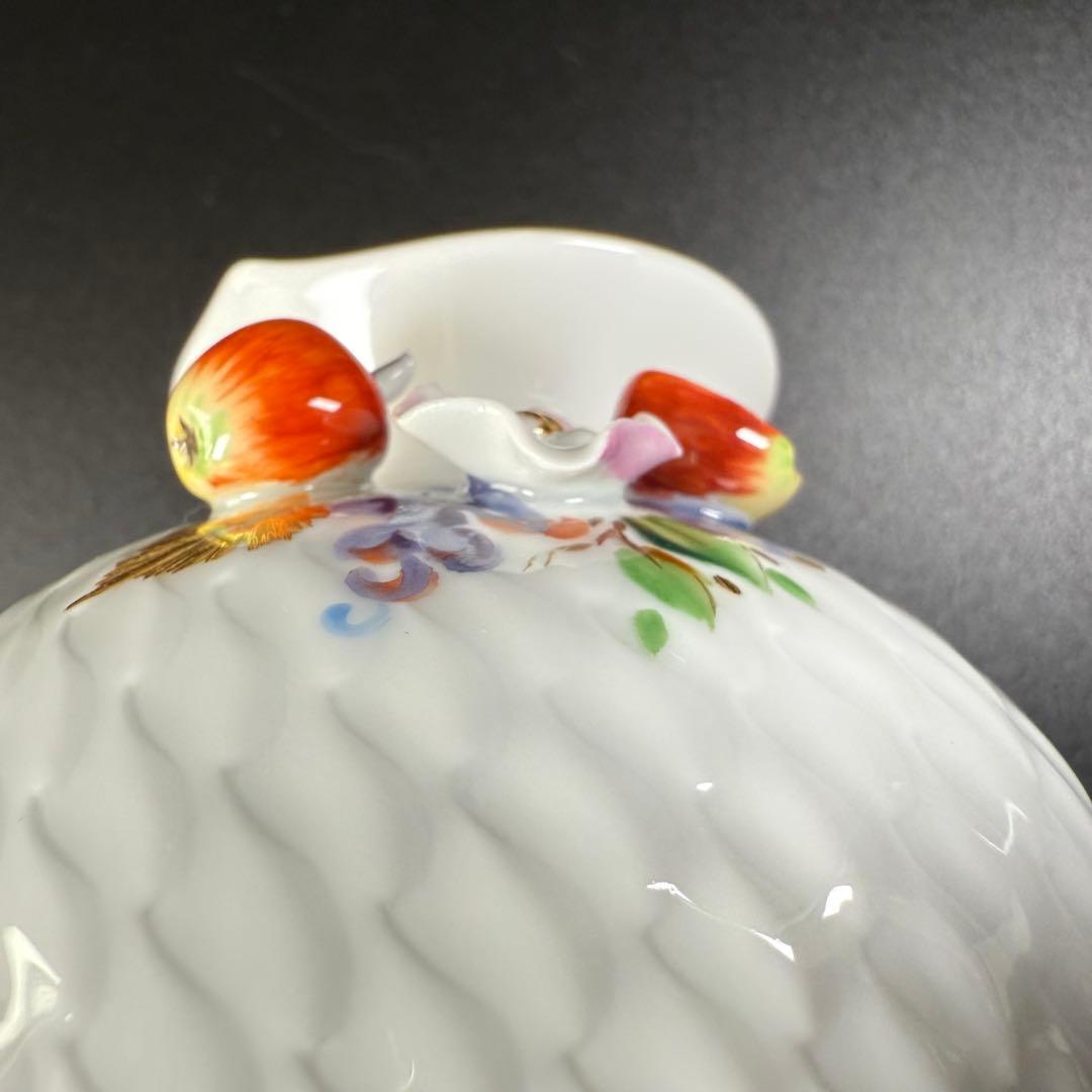 新品 マイセン 波の戯れ フルーツ 林檎 葡萄 貼花 花瓶１点(共箱付)、1級品