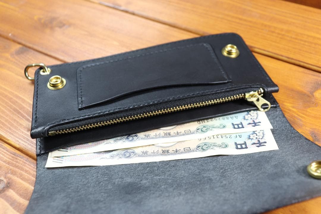 【即納商品】ロング　トラッカーウォレット　栃木レザー使用