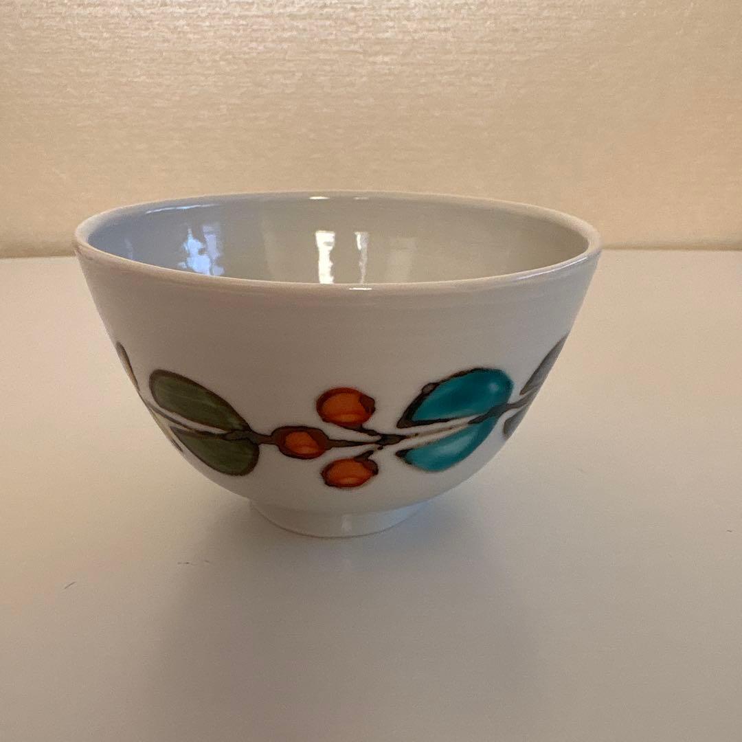 徳永遊心窯　色絵花繋ぎ　茶碗　小皿