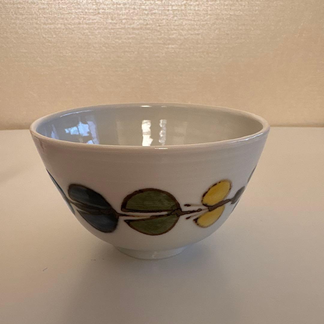 徳永遊心窯　色絵花繋ぎ　茶碗　小皿