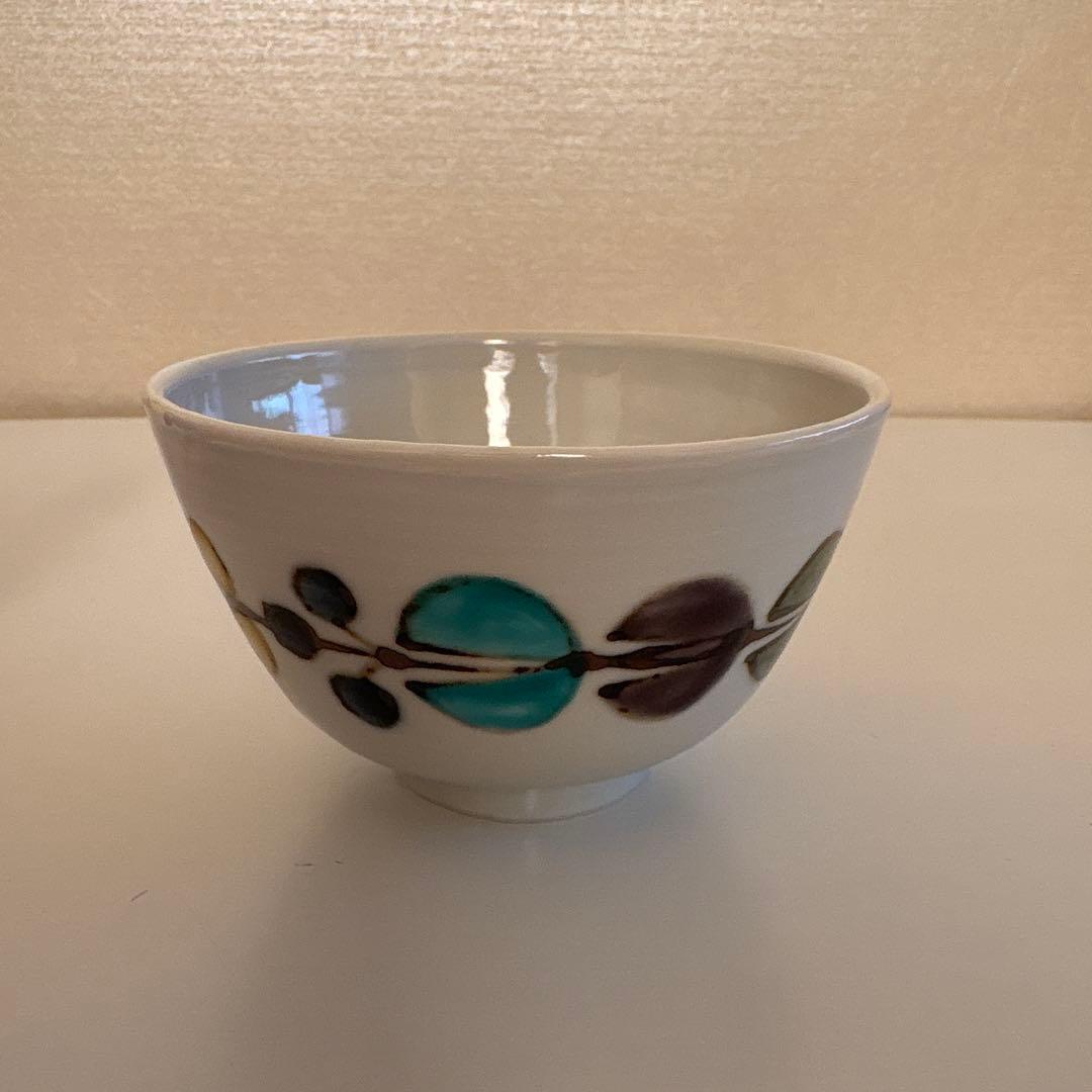 徳永遊心窯　色絵花繋ぎ　茶碗　小皿