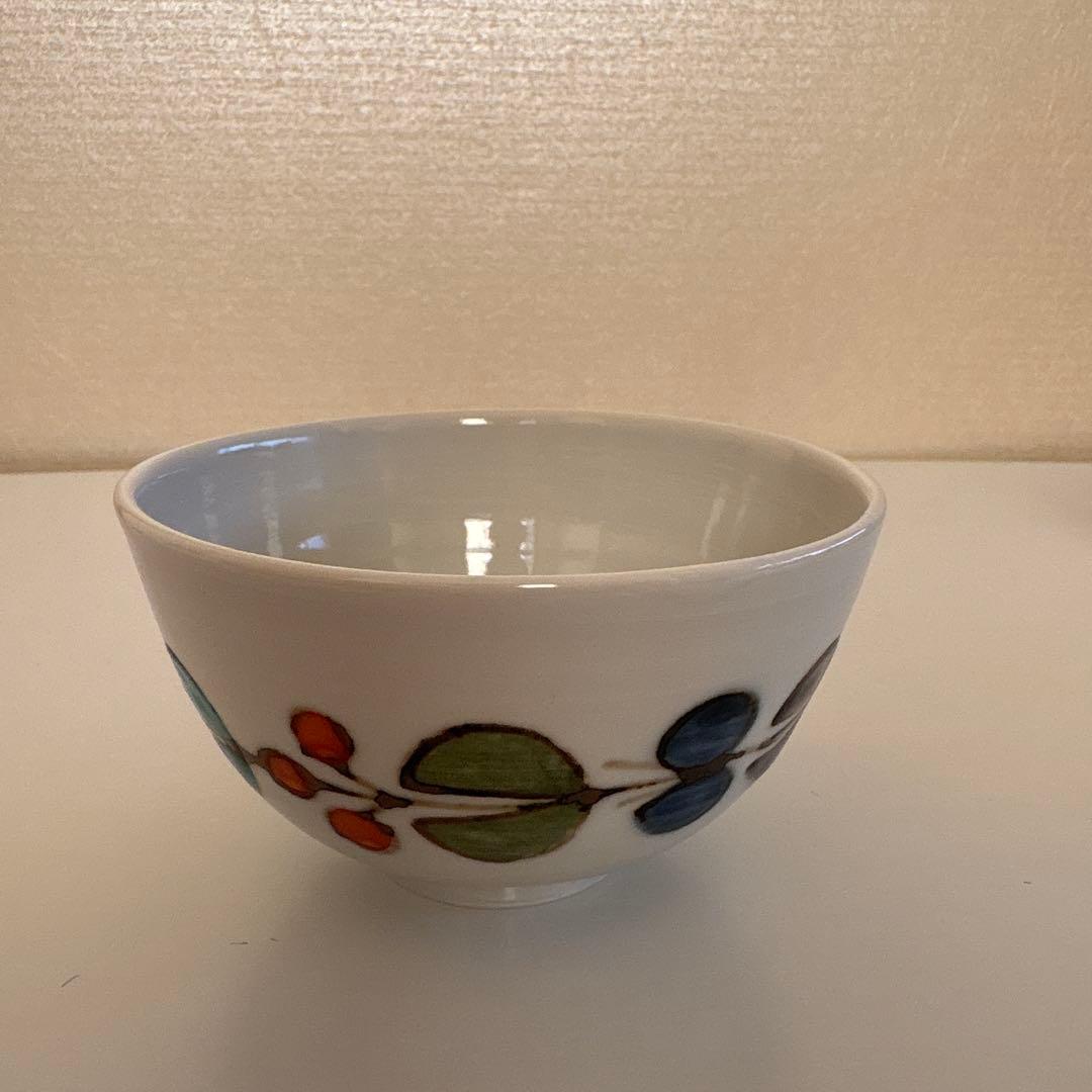 徳永遊心窯　色絵花繋ぎ　茶碗　小皿