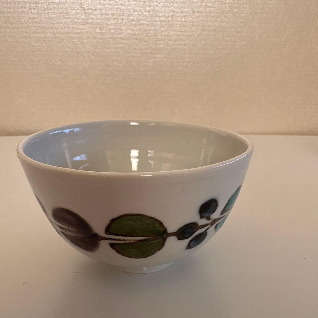 徳永遊心窯　色絵花繋ぎ　茶碗　小皿