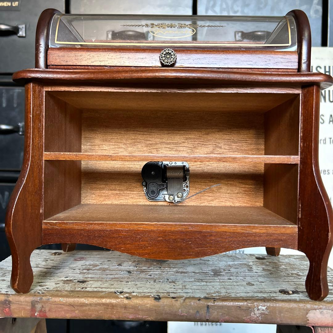 昭和レトロ 木製 オルゴール付き ミュージック ジュエリーボックス 蚤の市