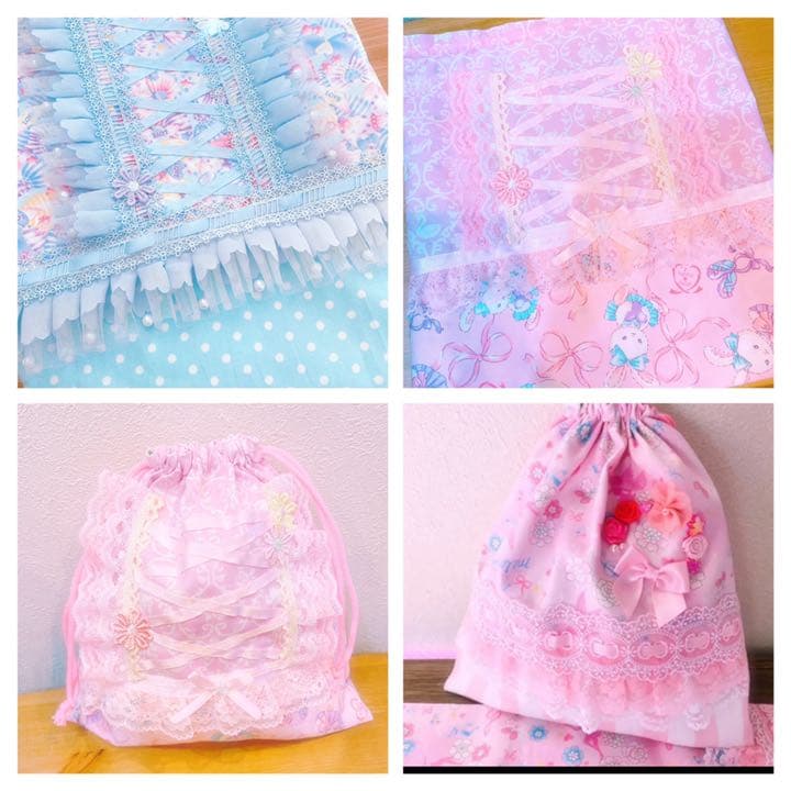 ハンドメイド プリンセスレッスンバッグ 給食袋 シューズ袋 お着替え袋など