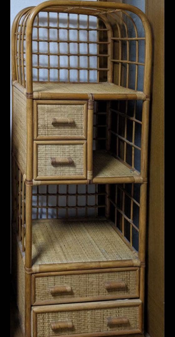 ラタン アーチ型 シェルフ 棚 インテリア アジアン 昭和レトロ 収納　ラック