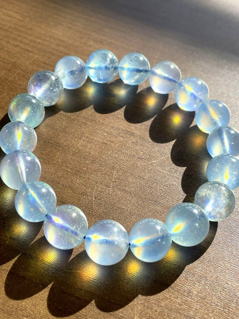 【極美】ピンクアクアマリンブレス12㎜（新品未使用）淡色　希少　透明感　高品質