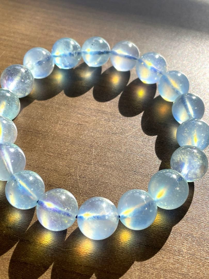 【極美】ピンクアクアマリンブレス12㎜（新品未使用）淡色　希少　透明感　高品質