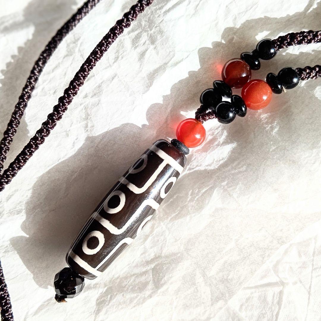 セール◆天珠 天然石 御守 ネックレス【逆九眼天珠】チベット 最高のパワー 開運